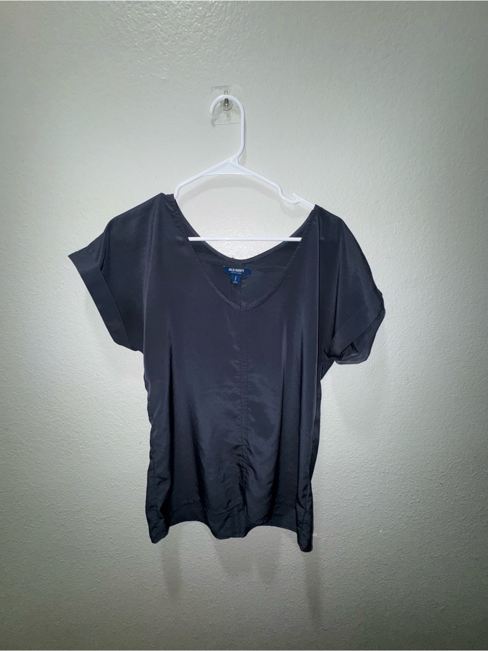 Old Navy Black V-Neck Short Sleeve Blouse